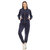 Women's 2-Piece Velour With Faux Leather Stripe Tracksuit - Navy