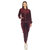 Women's 2-Piece Velour With Faux Leather Stripe Tracksuit - Burgundy