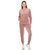 Women's 2-Piece Velour With Faux Leather Stripe Tracksuit - Pink