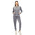 Women's 2-Piece Velour With Faux Leather Stripe Tracksuit - Charcoal