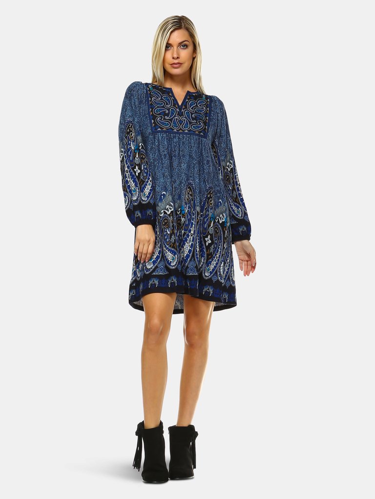 Women's Apolline Embroidered Sweater Dress - Blue
