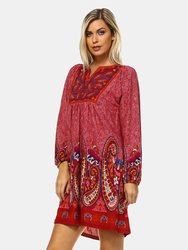 Women's Apolline Embroidered Sweater Dress - Brick Red