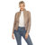 Women's Classic Biker Faux Leather Jacket - Taupe