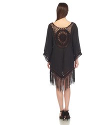 Women's Crocheted Fringed Trim Dress Cover Up