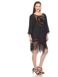 Women's Crocheted Fringed Trim Dress Cover Up