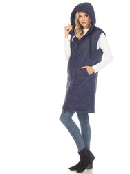 Women's Diamond Quilted Hooded Puffer Vest