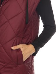 Women's Diamond Quilted Hooded Puffer Vest