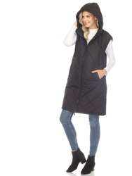 Women's Diamond Quilted Hooded Puffer Vest