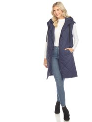 Women's Diamond Quilted Hooded Puffer Vest