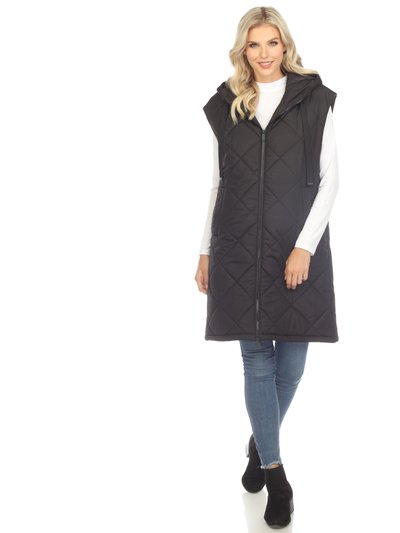 White Mark Women's Diamond Quilted Hooded Puffer Vest product
