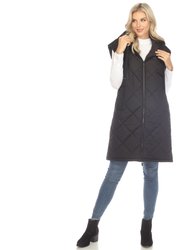 Women's Diamond Quilted Hooded Puffer Vest