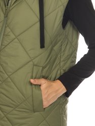 Women's Diamond Quilted Hooded Puffer Vest
