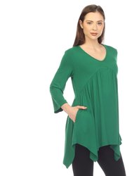 Women's Empire Waist V-Neck Tunic Top