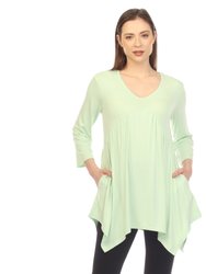 Women's Empire Waist V-Neck Tunic Top