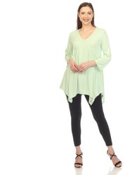 Women's Empire Waist V-Neck Tunic Top - Sage