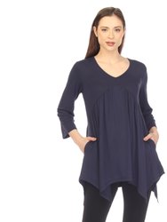 Women's Empire Waist V-Neck Tunic Top