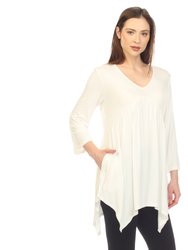 Women's Empire Waist V-Neck Tunic Top