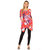 Women's Floral Scoop Neck Tunic Top With Pockets - Red/Purple