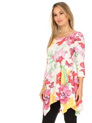 Women's Floral Scoop Neck Tunic Top With Pockets