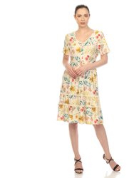 Women's Floral Short Sleeve Knee Length Dress