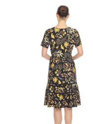 Women's Floral Short Sleeve Knee Length Dress