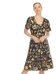 Women's Floral Short Sleeve Knee Length Dress