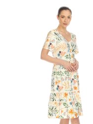 Women's Floral Short Sleeve Knee Length Dress