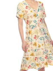 Women's Floral Short Sleeve Knee Length Dress