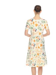 Women's Floral Short Sleeve Knee Length Dress