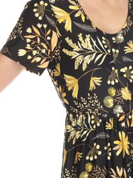 Women's Floral Short Sleeve Knee Length Dress