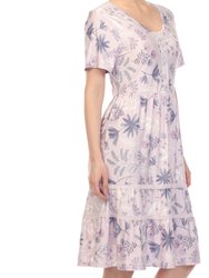 Women's Floral Short Sleeve Knee Length Dress