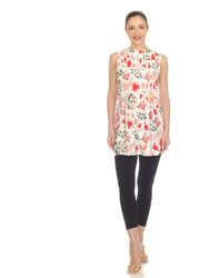 Women's Floral Sleeveless Tunic Top - Red