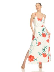 Women's Floral Strap Maxi Dress - White/Red