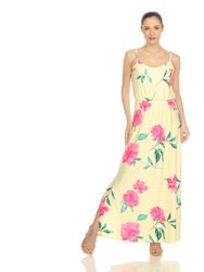 Women's Floral Strap Maxi Dress - Yellow/Pink