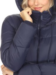 Women's Full Front Zip Hooded Bomber Puffer Jacket