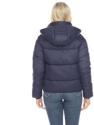 Women's Full Front Zip Hooded Bomber Puffer Jacket