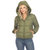 Women's Full Front Zip Hooded Bomber Puffer Jacket - Green