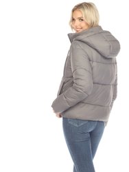 Women's Full Front Zip Hooded Bomber Puffer Jacket