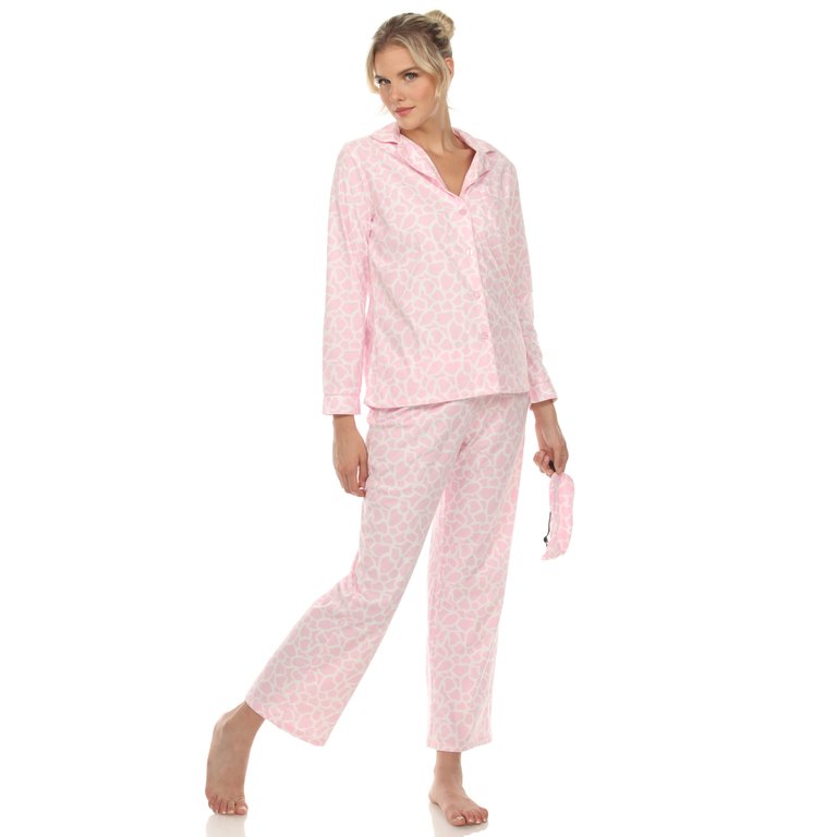 Women's Giraffe Print Three Piece Pajama Set