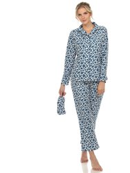 Women's Giraffe Print Three Piece Pajama Set