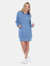 Women's Hoodie Sweatshirt Dress - Blue