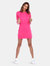 Women's Hoodie Sweatshirt Dress - Hot Pink