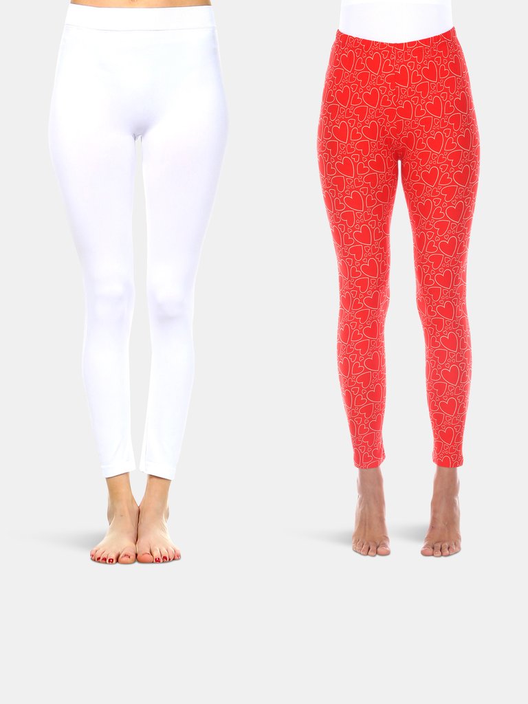 Women's Leggings Pack - White, Red/White
