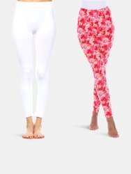 Women's Leggings Pack - White, Red Heart