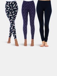 Women's Leggings Pack - Blue, Navy/Beige, Navy