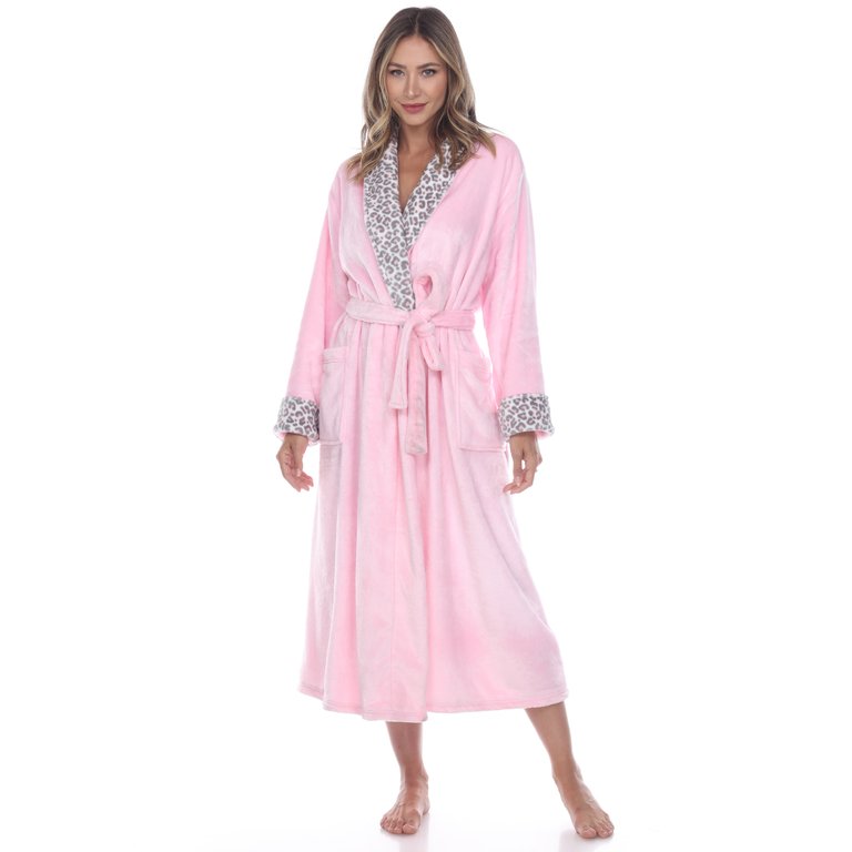 Women's Leopard Print Cozy Lounge Robe - Pink Leopard