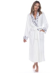Women's Leopard Print Cozy Lounge Robe - White Leopard