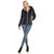 Women's Midweight Quilted Contrast With Thumbholes Hooded Jacket - Black