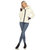 Women's Midweight Quilted Contrast With Thumbholes Hooded Jacket - White