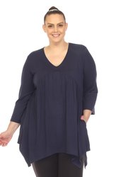 Women's Plus Size Empire Waist V-Neck Tunic Top